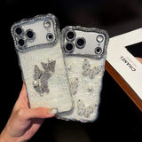 Sparkling Butterfly Pearl Embellished iPhone Case