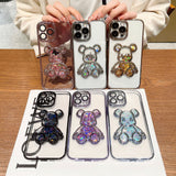 Transparent Electroplating Glitter Bear iPhone Case