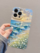 Aesthetic Artistic Oil Painting Ocean Sunset iPhone Case - CREAMCY