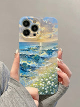 Aesthetic Artistic Oil Painting Ocean Sunset iPhone Case - CREAMCY