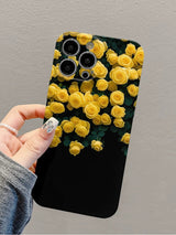 Black Aesthetic Yellow Rose Floral iPhone Case - CREAMCY