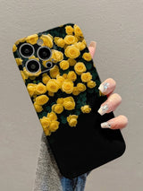 Black Aesthetic Yellow Rose Floral iPhone Case - CREAMCY