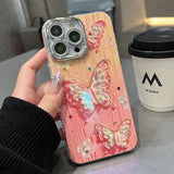 Butterfly Painting iPhone Case with Crystal Lens Protector - CREAMCY