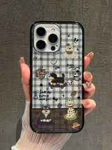 Cute Puppy Plaid Protective iPhone Case - CREAMCY