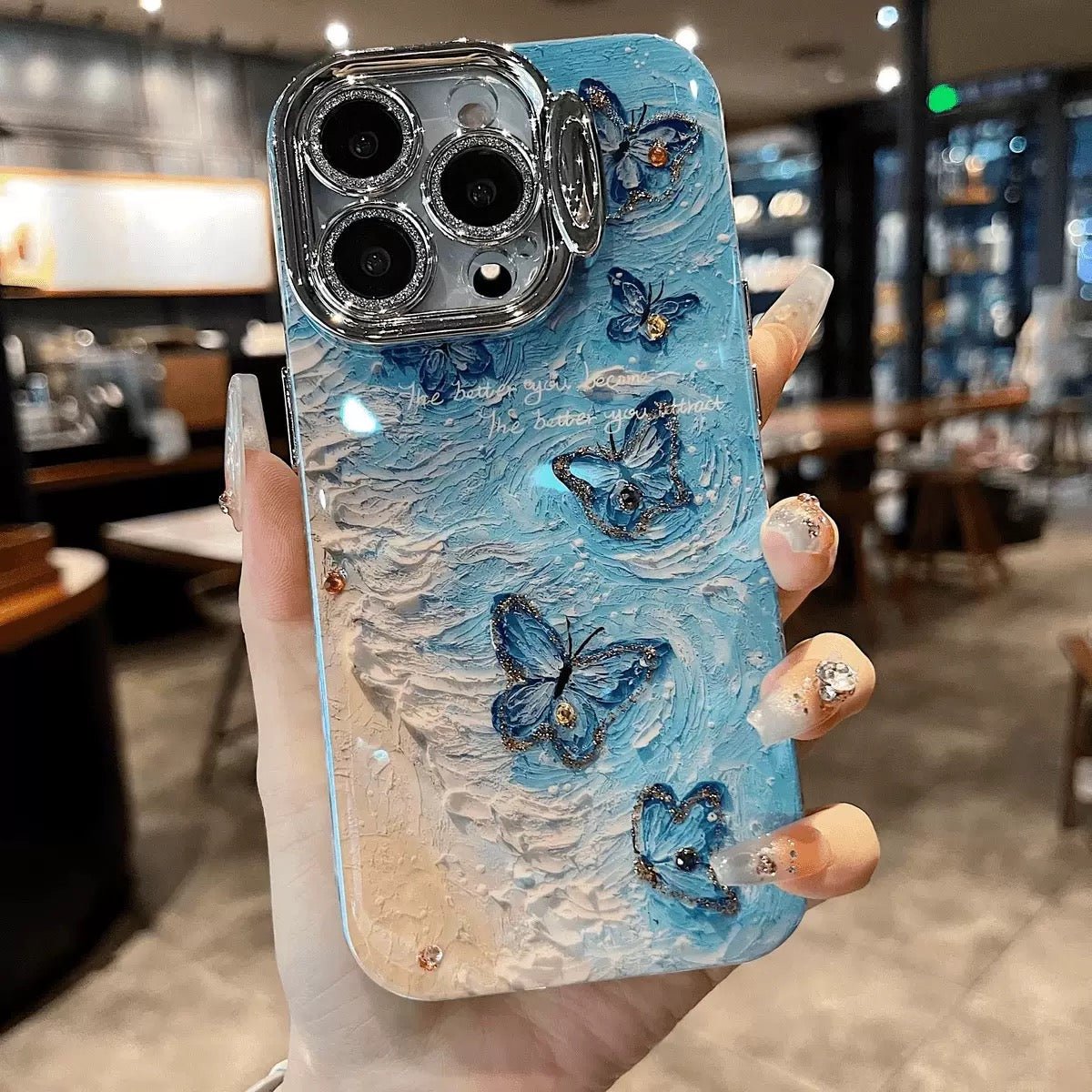 Ocean Blue Butterfly iPhone Case – CREAMCY - Main Image