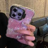 Pink Bloom Butterfly Shell iPhone Case - CREAMCY
