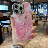 Pink Marble Butterfly iPhone Case - CREAMCY