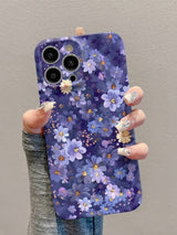 Plum Purple All Over Floral Vintage Aesthetic Anti Drop iPhone Case - CREAMCY