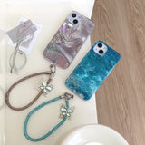 Coque iPhone papillon 3D bleu océan doré