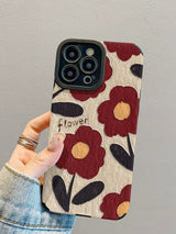 Retro Contrast All Over Graffiti Floral Shockproof iPhone Case - CREAMCY