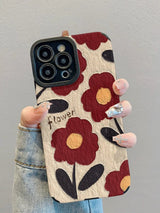 Retro Contrast All Over Graffiti Floral Shockproof iPhone Case - CREAMCY