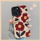 Retro Contrast All Over Graffiti Floral Shockproof iPhone Case - CREAMCY