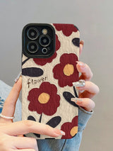 Retro Contrast All Over Graffiti Floral Shockproof iPhone Case - CREAMCY