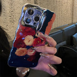 Retro Oil Painting Rose Meadow iPhone Case - CREAMCY