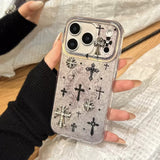 Vintage Silver Cross Pattern Phone Case - CREAMCY