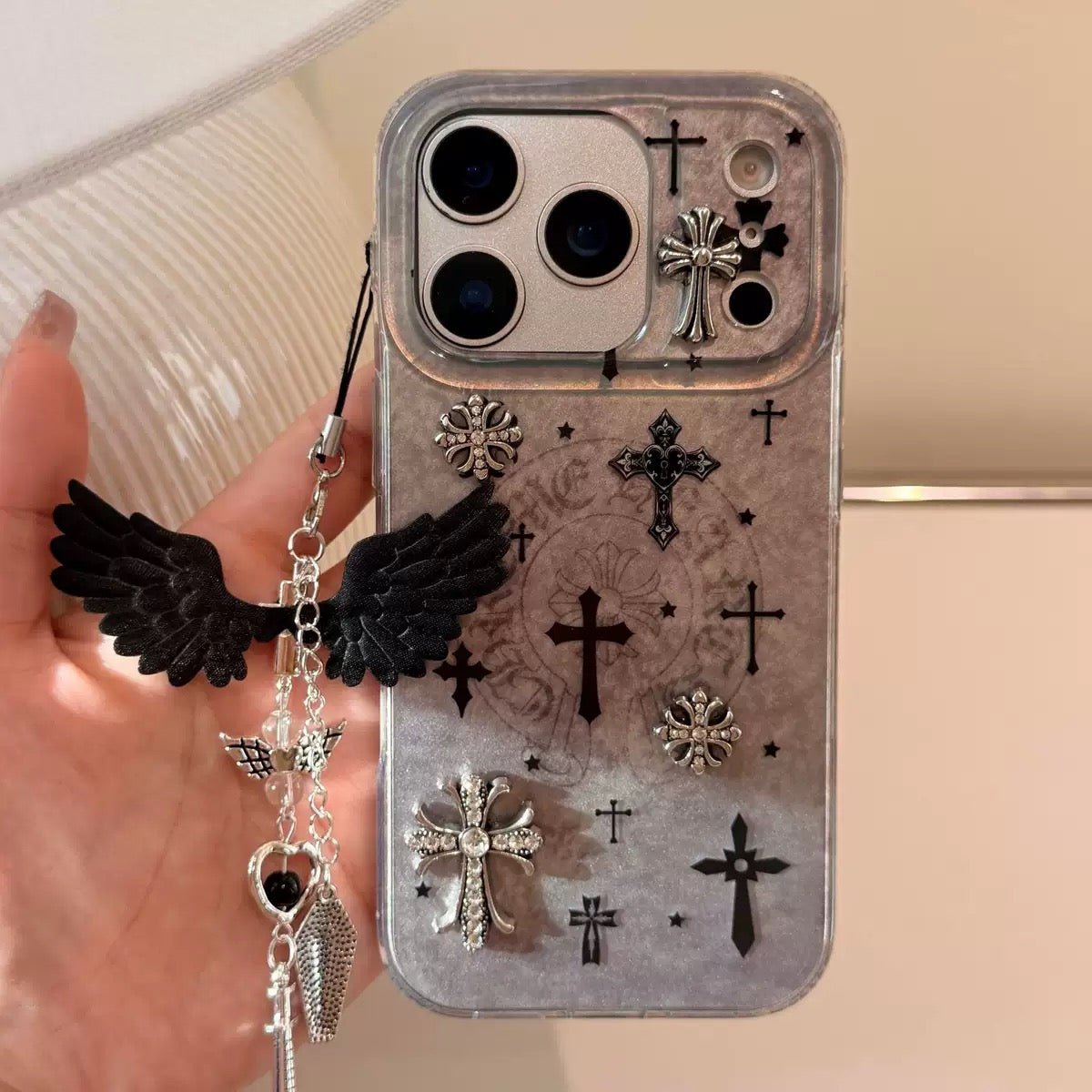 Vintage Silver Cross Pattern iPhone Case Creamcy.com  CREAMCY