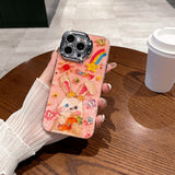 Whimsical Pink Rabbit Oil Painting iPhone Case - CREAMCY