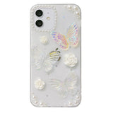 3D Butterfly & Pearl Glitter iPhone Case - Creamcy Cases