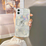 3D Butterfly & Pearl Glitter iPhone Case - Creamcy Cases