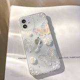 3D Butterfly & Pearl Glitter iPhone Case - Creamcy Cases