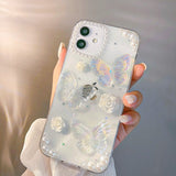 3D Butterfly & Pearl Glitter iPhone Case - Creamcy Cases