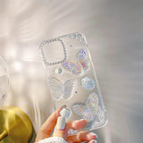 3D Butterfly & Pearl Glitter iPhone Case - Creamcy Cases