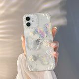 3D Butterfly & Pearl Glitter iPhone Case - Creamcy Cases