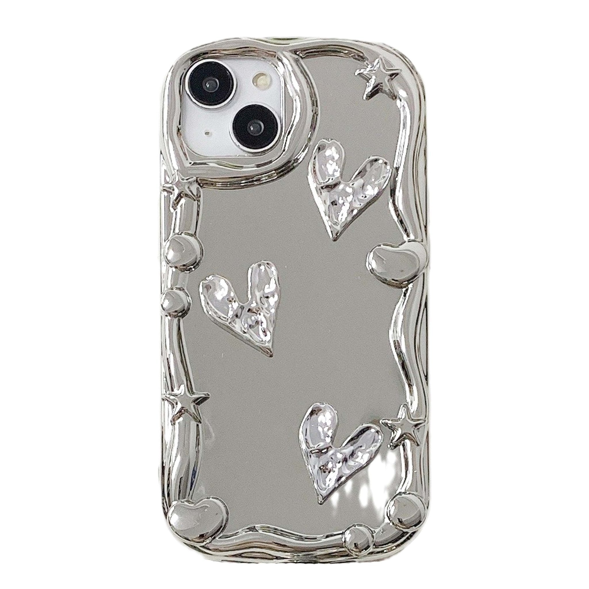 3D Silver Crystal Heart iPhone Case – CREAMCY
