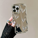 3D Silver Crystal Heart iPhone Case - CREAMCY