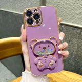 3D Winnie Bear Electroplating Samsung Galaxy Case - CREAMCY