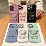 3D Winnie Bear Electroplating Samsung Galaxy Case - Creamcy Cases