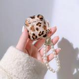 Luxury Leopard AirPods Case With Pearl Chain - Creamcy Cases