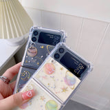 Colorful Stars & Planets Clear Z Flip Case - Creamcy Cases