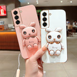 Luxury Electroplated 3D Bunny Samsung Galaxy Case (Galaxy Note, S9, S8 & A Series) - Creamcy Cases