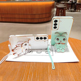 Luxury Electroplated 3D Bunny Samsung Galaxy Case (Galaxy Note, S9, S8 & A Series) - Creamcy Cases