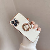 Elegant Electroplating iPhone Case w/ Ring Holder - Creamcy Cases