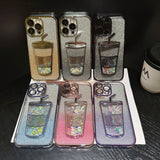 Gradient Sparkle 3D Milk Tea Bottle iPhone Case - Creamcy Cases