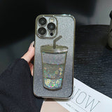 Gradient Sparkle 3D Milk Tea Bottle iPhone Case - Creamcy Cases