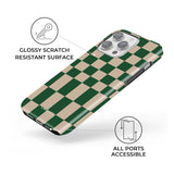 Green & Beige Checkered iPhone Case - CREAMCY