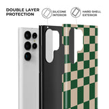 Green & Beige Checkered Samsung Galaxy Case - CREAMCY