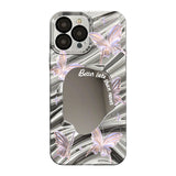 Laser Butterfly Mirror iPhone Case w/ Clear Lens Protector - CREAMCY