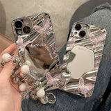 Laser Butterfly Mirror iPhone Case w/ Clear Lens Protector - CREAMCY