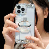 Luxury Diamond Glitter iPhone Case with Perfume Bottle Stand - Creamcy Cases