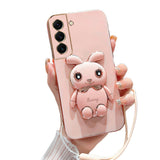 Luxury Electroplated 3D Bunny Samsung Galaxy Case (Galaxy Note, S9, S8 & A Series) - Creamcy Cases