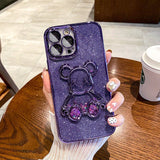 Luxury Electroplating Glitter Bear iPhone Case - Creamcy Cases