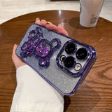 Luxury Electroplating Glitter Bear iPhone Case - Creamcy Cases
