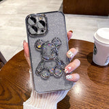 Luxury Electroplating Glitter Bear iPhone Case - Creamcy Cases