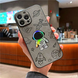 Luxury Leather Laser Cosmic Astronaut iPhone Case - Creamcy Cases