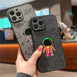 Luxury Leather Laser Cosmic Astronaut iPhone Case - Creamcy Cases