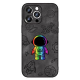 Luxury Leather Laser Cosmic Astronaut iPhone Case - Creamcy Cases